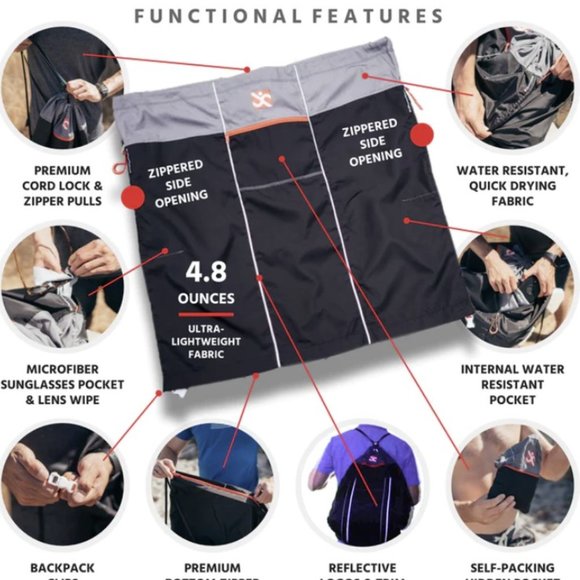 The UnderCover Convertible Shorts Changeroom Backpack Garment BNWT GRAY - Picture 3 of 11